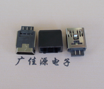 绍兴MINI USB 5Pin接口 带护套焊线母座 B型180度铜壳