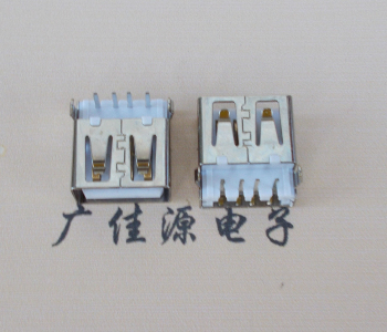 绍兴USB母座接口 AF90度沉板1.9引脚4P插件白胶芯直边