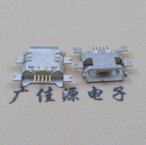 绍兴MICRO USB5pin接口 四脚贴片沉板母座 翻边白胶芯