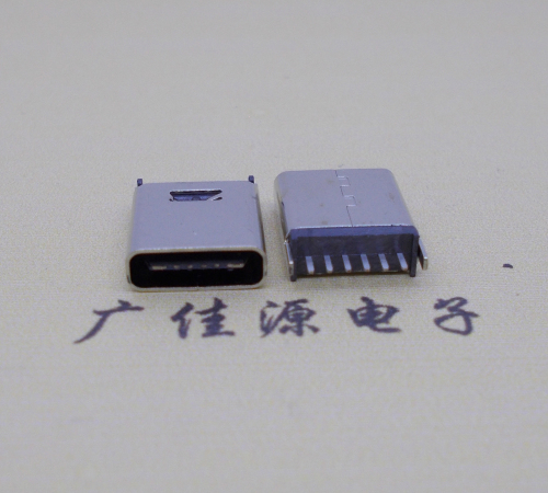 绍兴直立式插板Type-C6p母座连接器高H=10.0mm