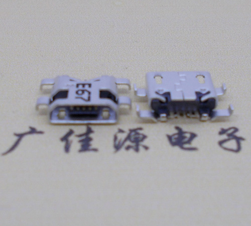 绍兴Micro usb 反向沉板1.2mm接口四脚插直边无导位