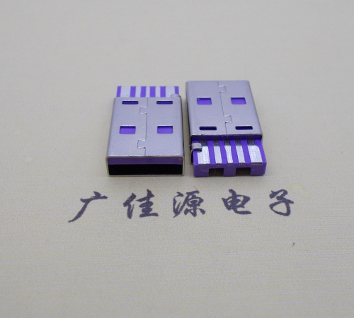 绍兴短路usbA公5p焊线式大电流 紫色胶芯快充插头