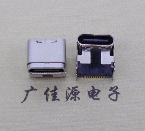 绍兴type c16p四脚插板单排贴片板上垫高母座H=5.9、9.5mm