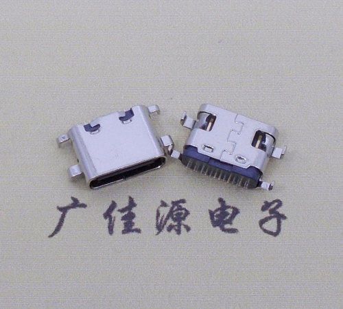 绍兴type c16p沉板母座破板0.8mm/1.0mm/1.2mm/1.6mm四脚插板端子SMT总体长度L=6.5mm