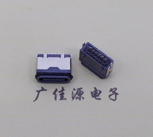 绍兴usb type c6p防水立插母座两脚插带定位柱