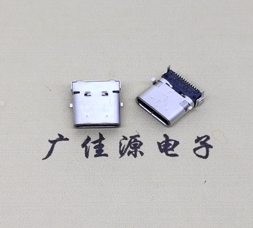 绍兴type c24p板上双壳连接器接口 DIP+SMT L=10.0脚长1.6母头